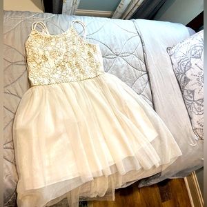 Cream and gold formal girls dress , worn once